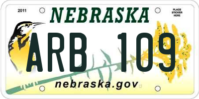 NE license plate ARB109