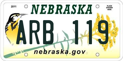 NE license plate ARB119