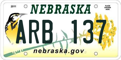NE license plate ARB137