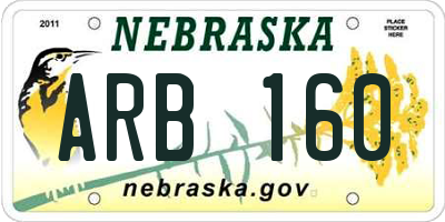 NE license plate ARB160