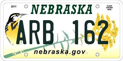 NE license plate ARB162
