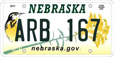 NE license plate ARB167
