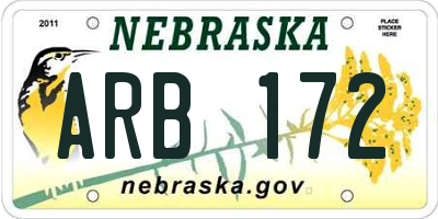 NE license plate ARB172