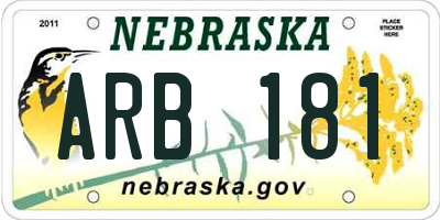 NE license plate ARB181