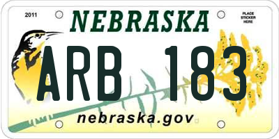 NE license plate ARB183