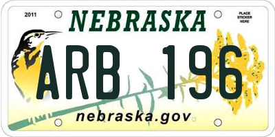 NE license plate ARB196