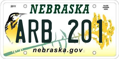 NE license plate ARB201