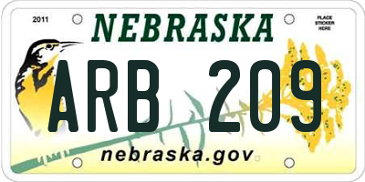 NE license plate ARB209