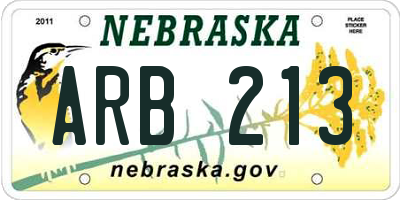 NE license plate ARB213