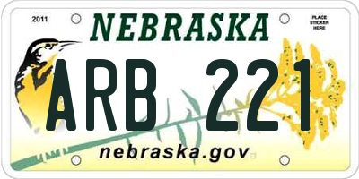 NE license plate ARB221