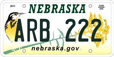 NE license plate ARB222