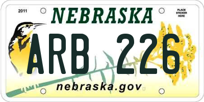 NE license plate ARB226