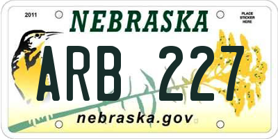 NE license plate ARB227