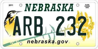 NE license plate ARB232