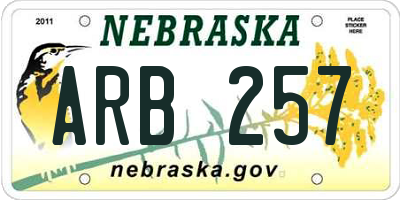 NE license plate ARB257