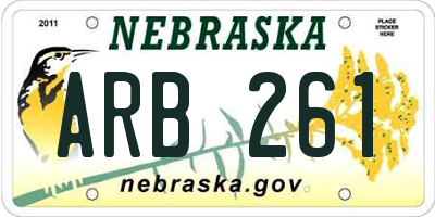 NE license plate ARB261