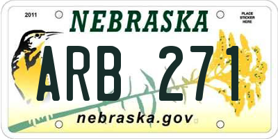 NE license plate ARB271