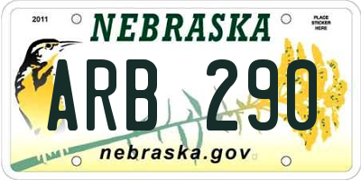 NE license plate ARB290