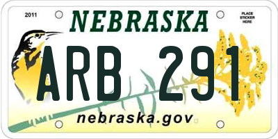 NE license plate ARB291