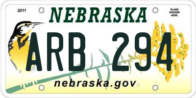 NE license plate ARB294