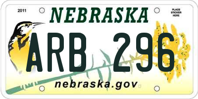 NE license plate ARB296