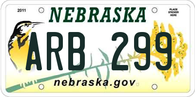 NE license plate ARB299