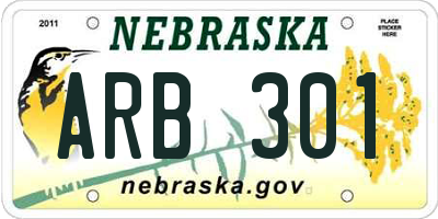 NE license plate ARB301