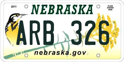 NE license plate ARB326
