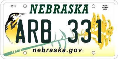 NE license plate ARB331
