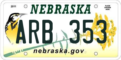 NE license plate ARB353