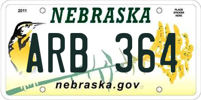 NE license plate ARB364