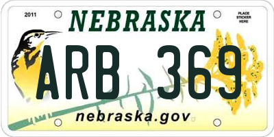 NE license plate ARB369