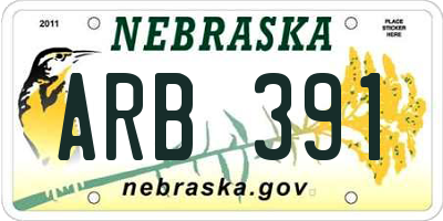 NE license plate ARB391