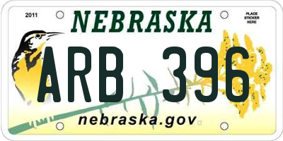 NE license plate ARB396