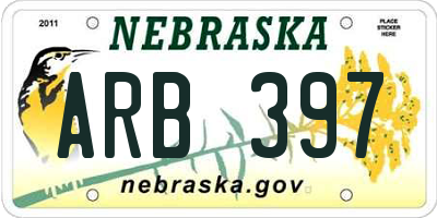 NE license plate ARB397