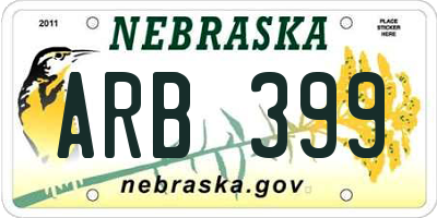 NE license plate ARB399