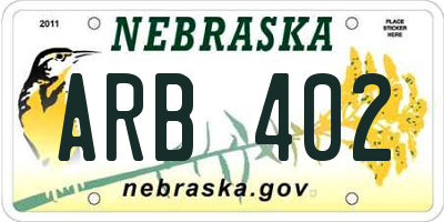 NE license plate ARB402