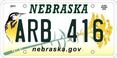 NE license plate ARB416