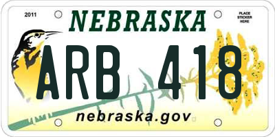 NE license plate ARB418