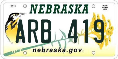 NE license plate ARB419