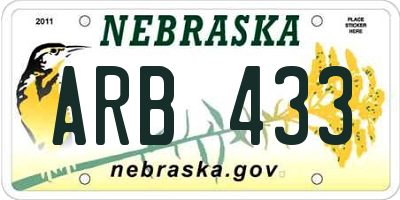 NE license plate ARB433