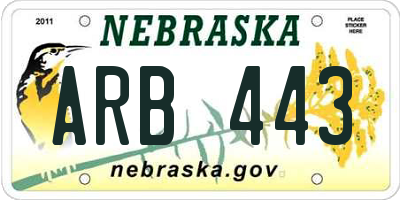 NE license plate ARB443