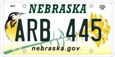 NE license plate ARB445