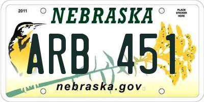 NE license plate ARB451