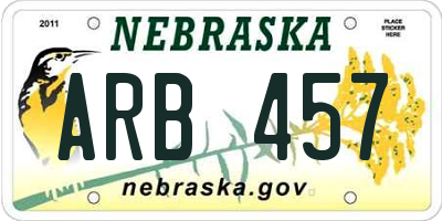 NE license plate ARB457