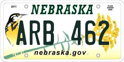 NE license plate ARB462