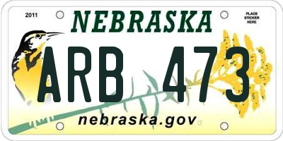 NE license plate ARB473