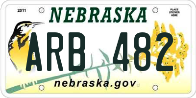 NE license plate ARB482