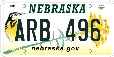 NE license plate ARB496