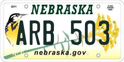 NE license plate ARB503